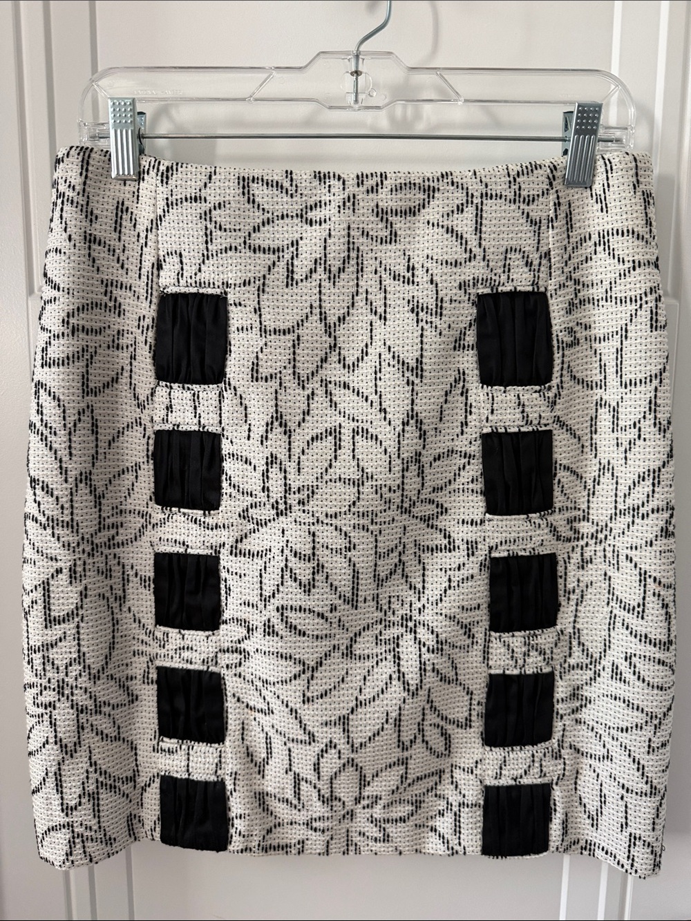 Etcetera Black & White Floral Jacquard Mini Skirt